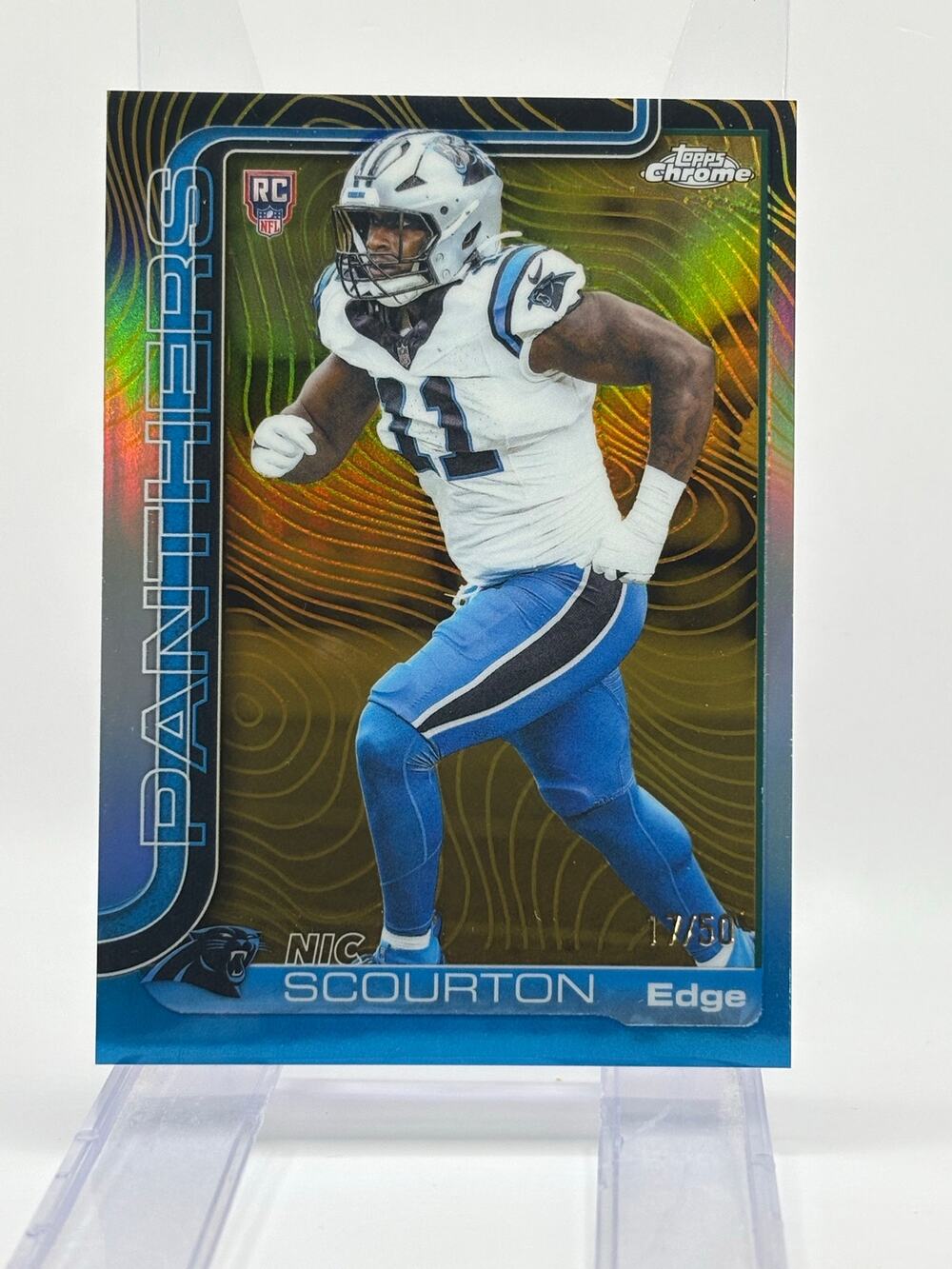 2025 Topps Chrome Nic Scourton Rookie Gold Etch Refractor 17/50 SP Panthers RC